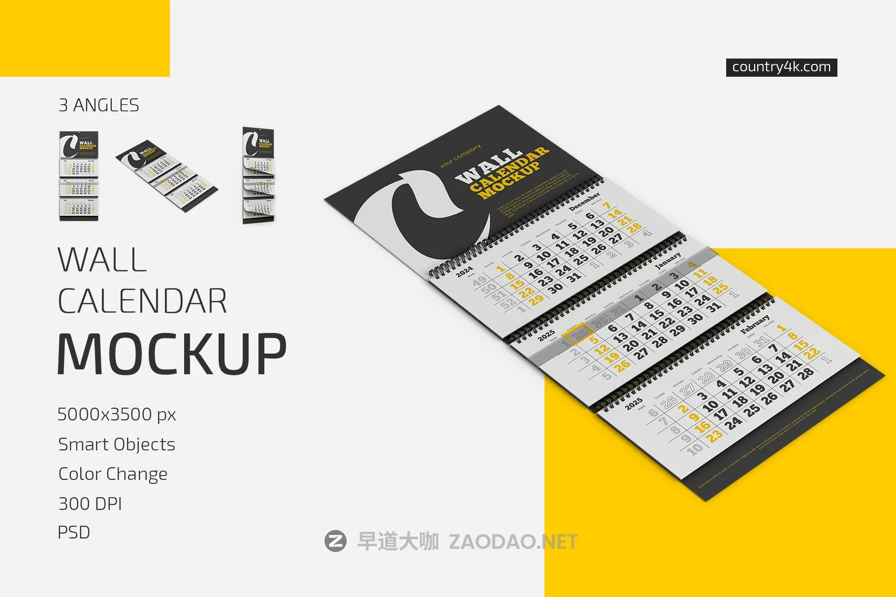 简约挂历日历设计展示样机合集 Wall Calendar v04 Mockup Set插图 简约挂历日历设计展示样机合集 Wall Calendar v04 Mockup Set插图