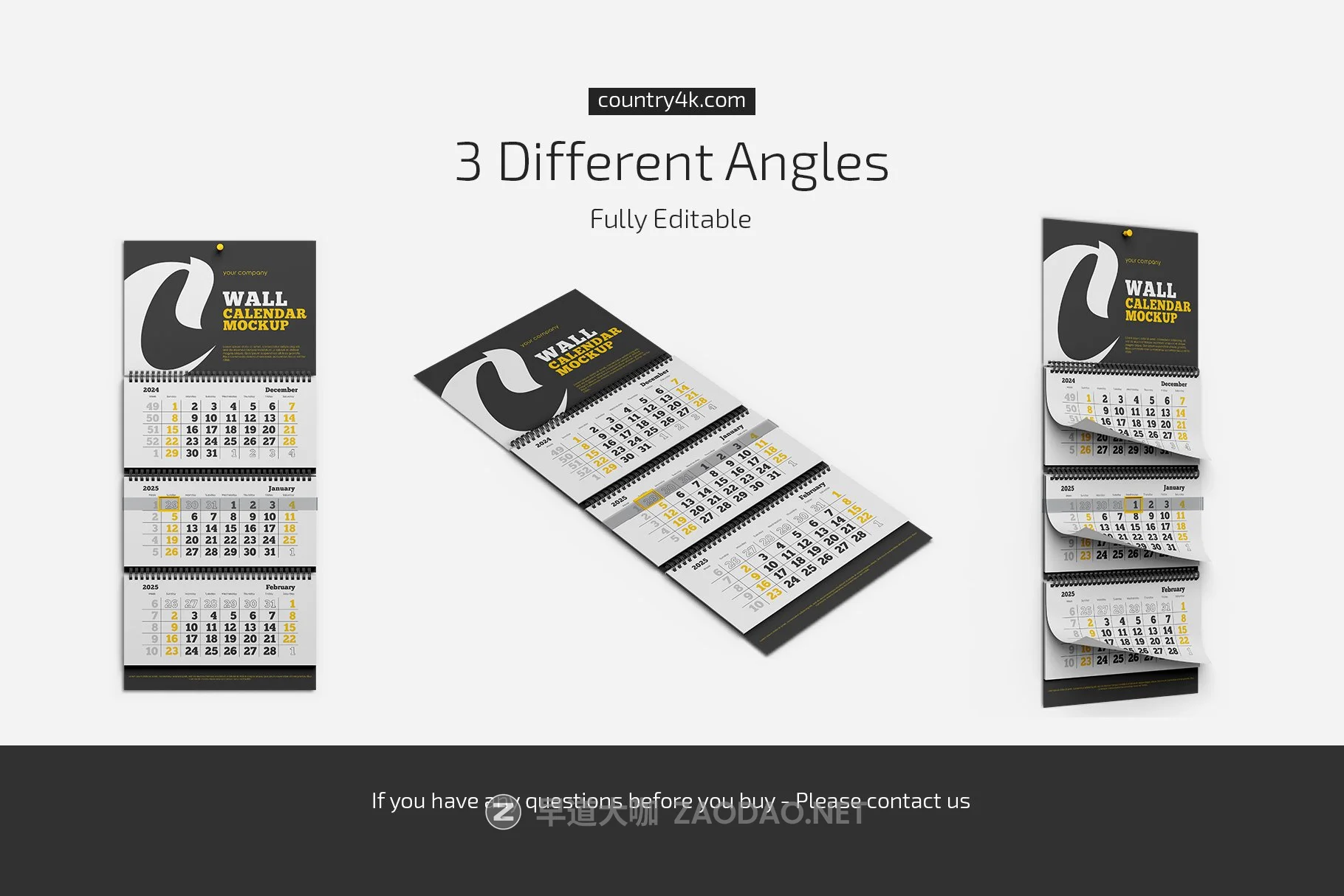 简约挂历日历设计展示样机合集 Wall Calendar v04 Mockup Set插图3 简约挂历日历设计展示样机合集 Wall Calendar v04 Mockup Set插图3