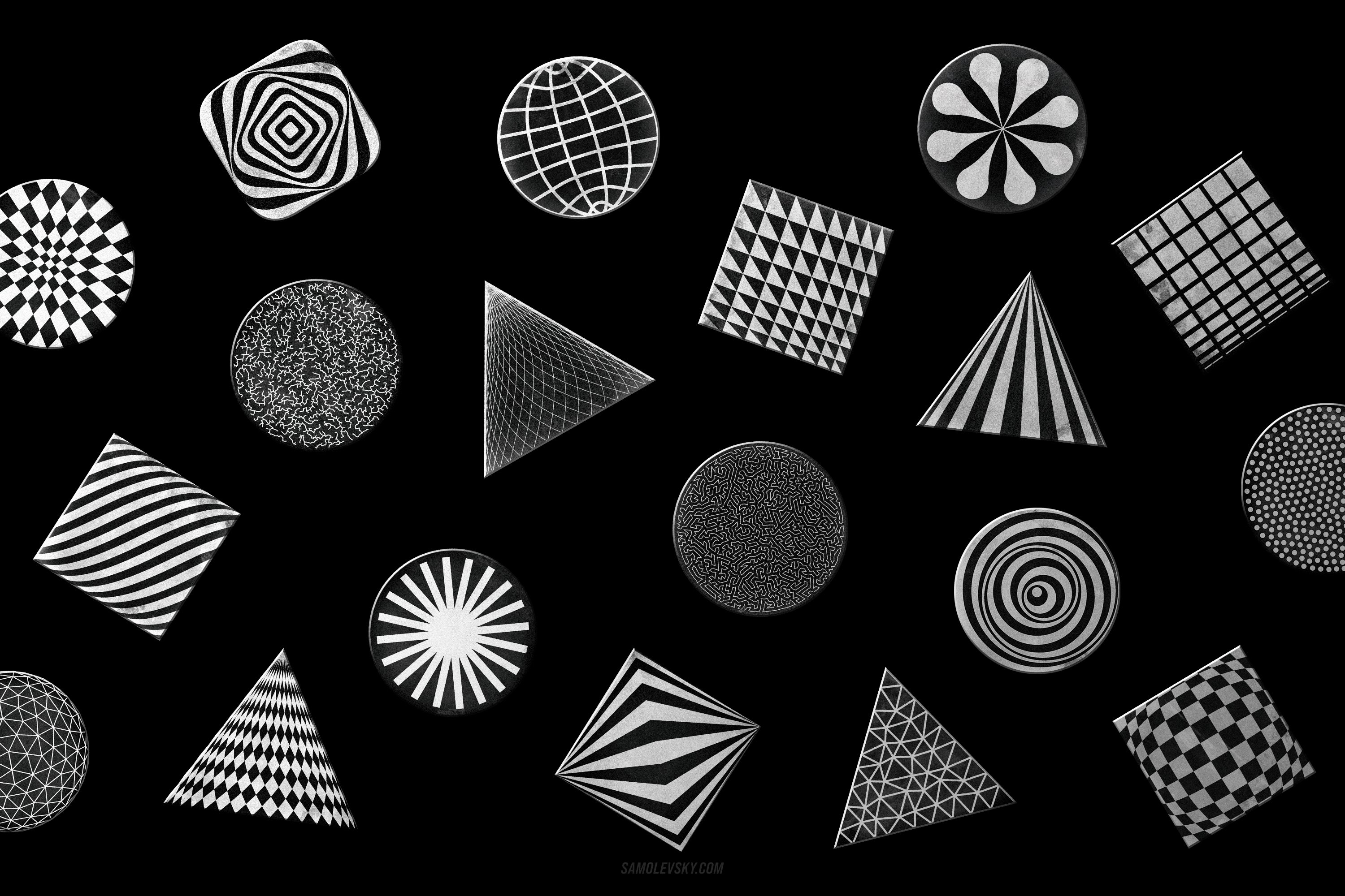 200款抽象几何图标图形保鲜膜纹理背景设计素材 200 abstract shapes