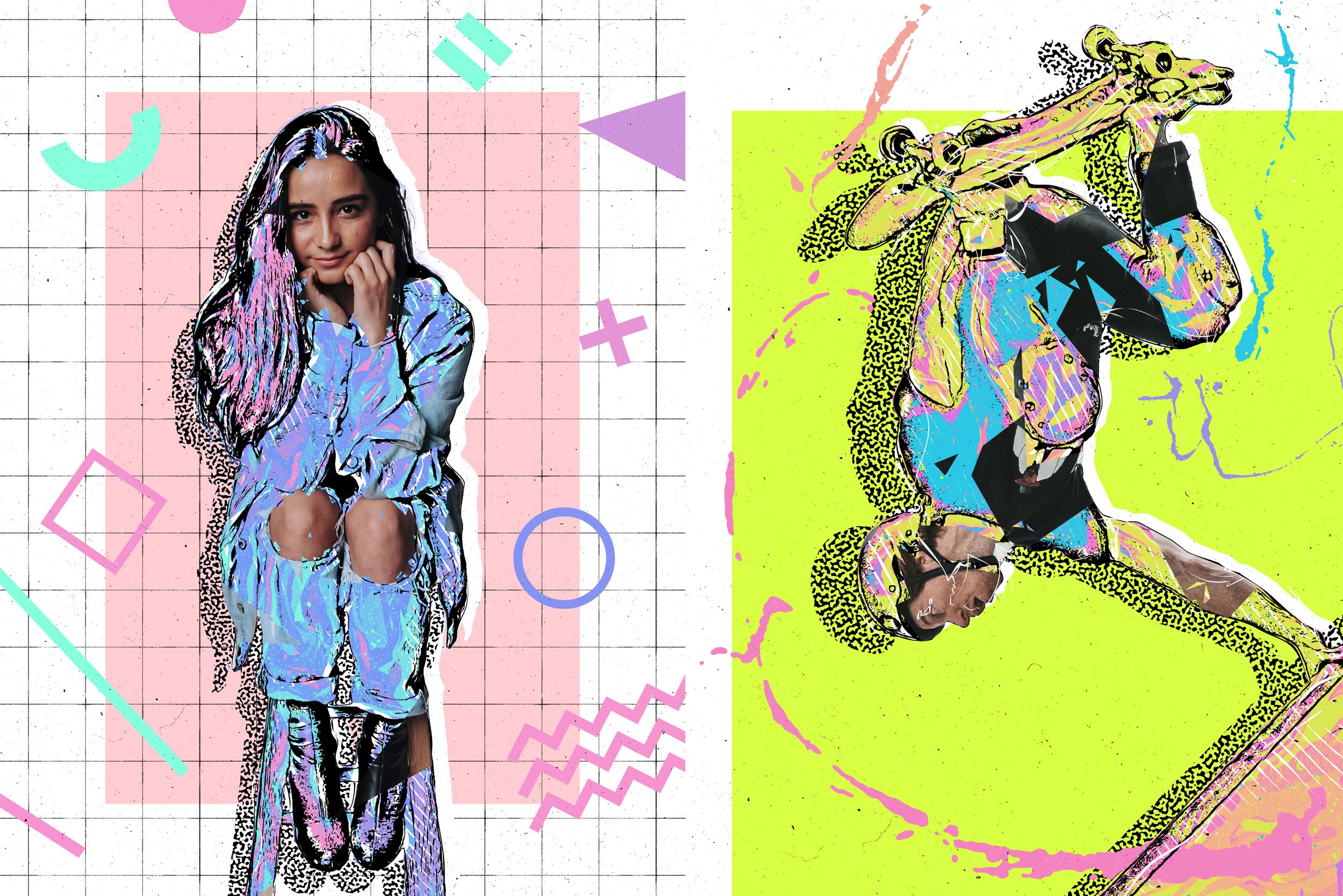 炫酷90年代多彩平面构图海报设计ps动作模板backtothe90sphotoshop