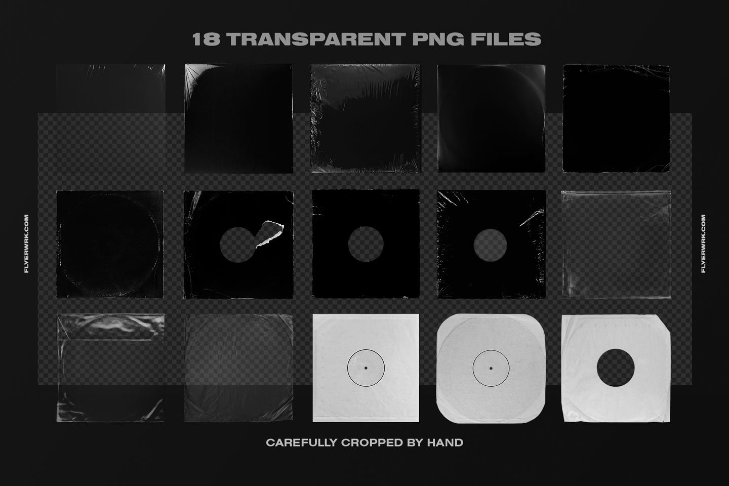 潮流复古黑胶唱片设计展示智能贴图PSD样机模板 Retro Vinyl Record Mockup插图2
