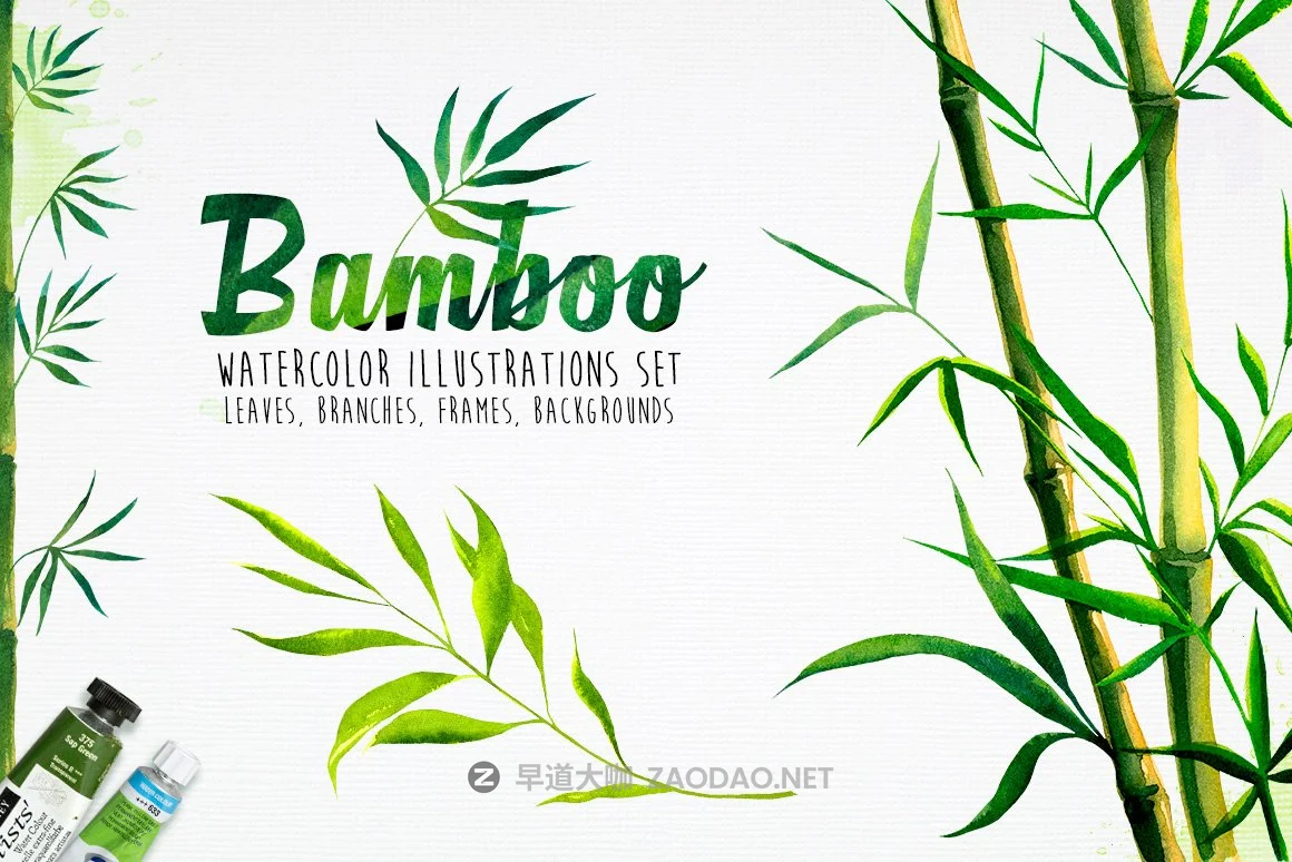 清爽绿色竹子手绘插画设计素材 Bamboo Watercolor Illustrations插图 清爽绿色竹子手绘插画设计素材 Bamboo Watercolor Illustrations插图