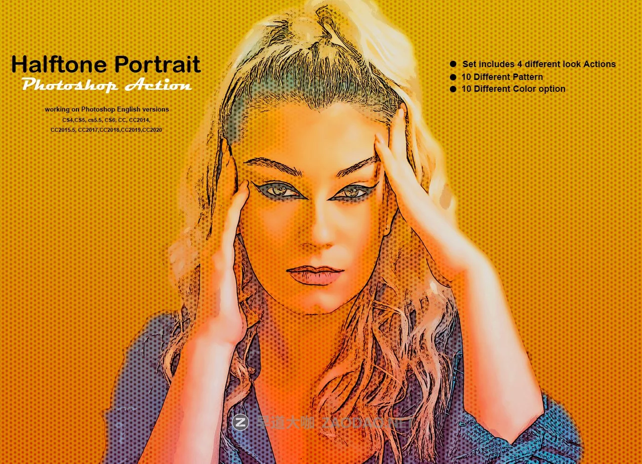 逼真半调效果照片后期处理PS动作模板 Halftone Portrait Photoshop Action插图 逼真半调效果照片后期处理PS动作模板 Halftone Portrait Photoshop Action插图
