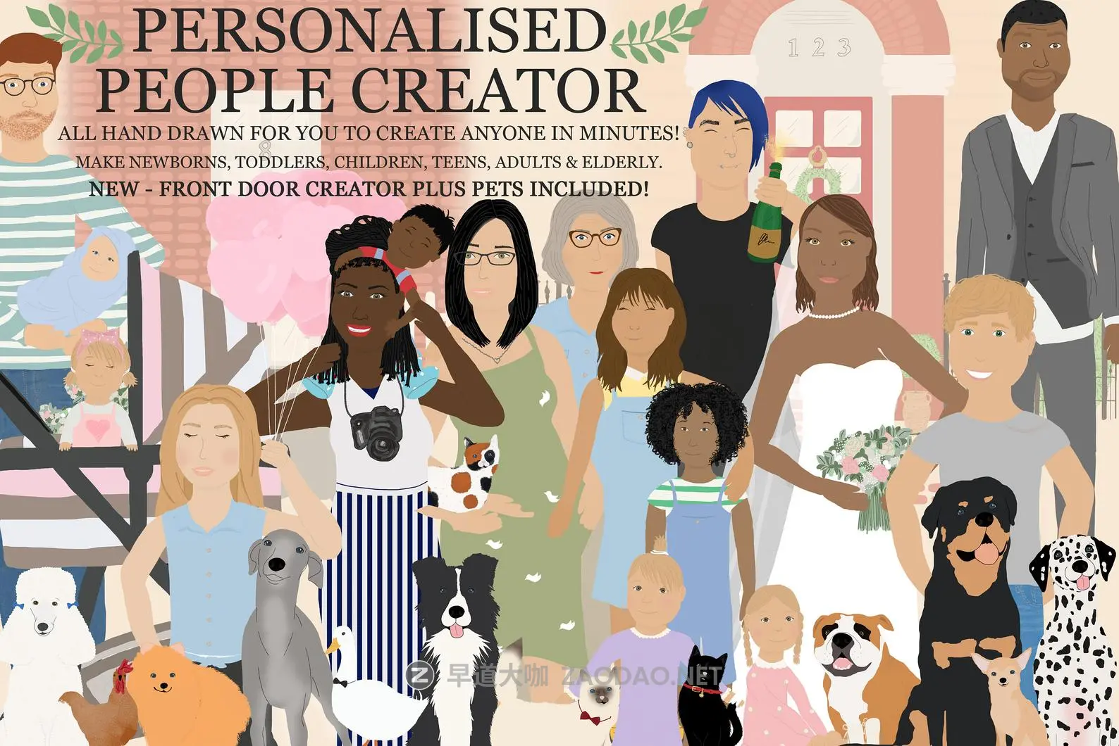 时尚创意家庭人物手绘剪贴画PS设计素材 Family Creator People Portrait插图 时尚创意家庭人物手绘剪贴画PS设计素材 Family Creator People Portrait插图