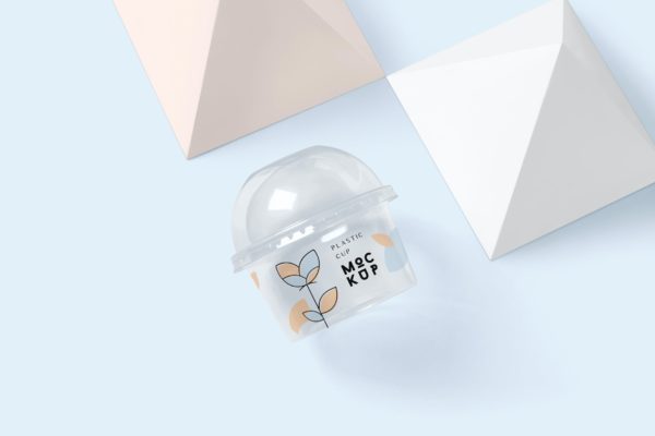 透明冰激凌酸奶塑料包装罐设计展示样机 Transparent Plastic Ice Cream Cup Mockups