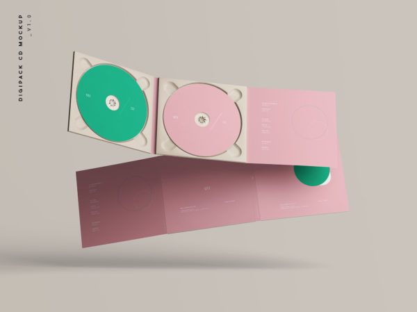 8款折叠式CD光盘包装盒设计展示贴图样机 Digipack CD Mockup