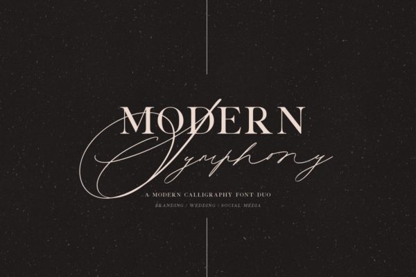 时尚优雅请柬海报标题Logo文字设计衬线英文字体素材 Modern Symphony Font Duo
