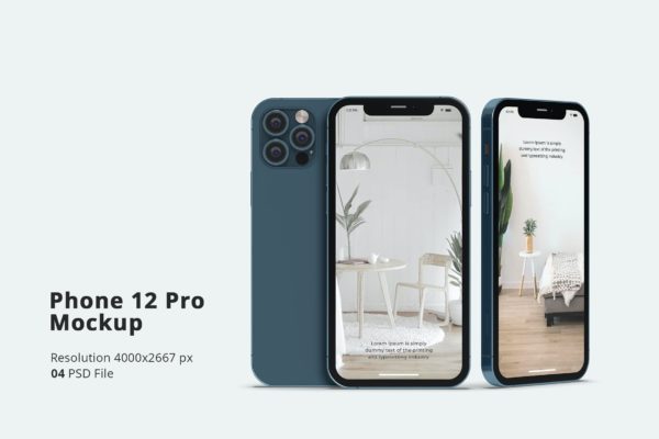 简洁苹果手机iPhone 12 Pro屏幕演示样机模板 Phone 12 Pro Mockup Vol 01
