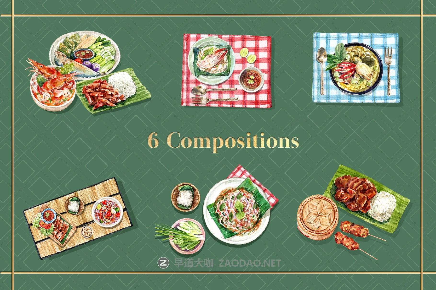 80张泰国美食水彩剪贴画图片PS设计素材合集 Thai Food Dishes Watercolor Set插图2 80张泰国美食水彩剪贴画图片PS设计素材合集 Thai Food Dishes Watercolor Set插图2
