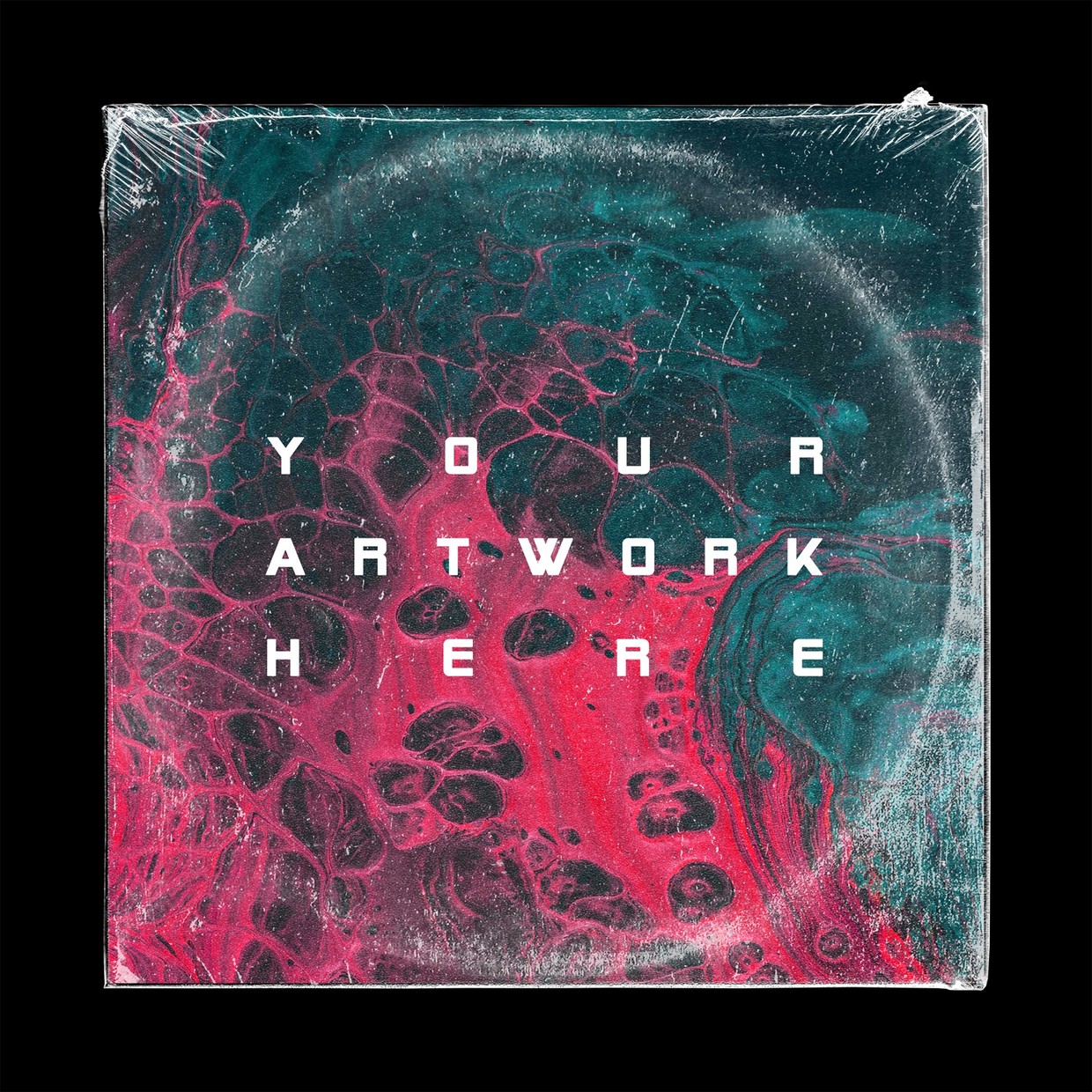 潮流褶皱黑胶唱片塑料袋包装封面设计展示贴图样机customizablevinyl