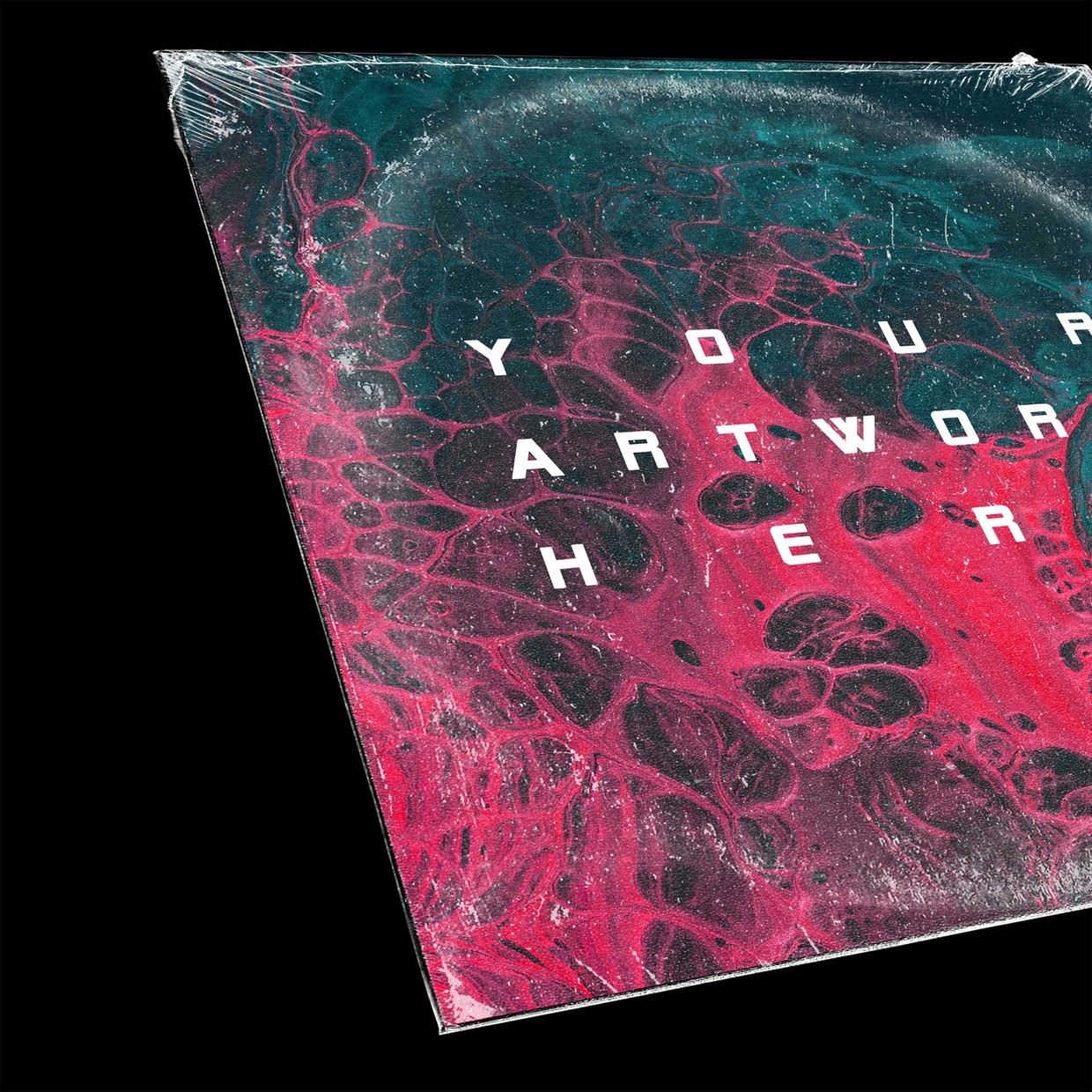 潮流褶皱黑胶唱片塑料袋包装封面设计展示贴图样机customizablevinyl