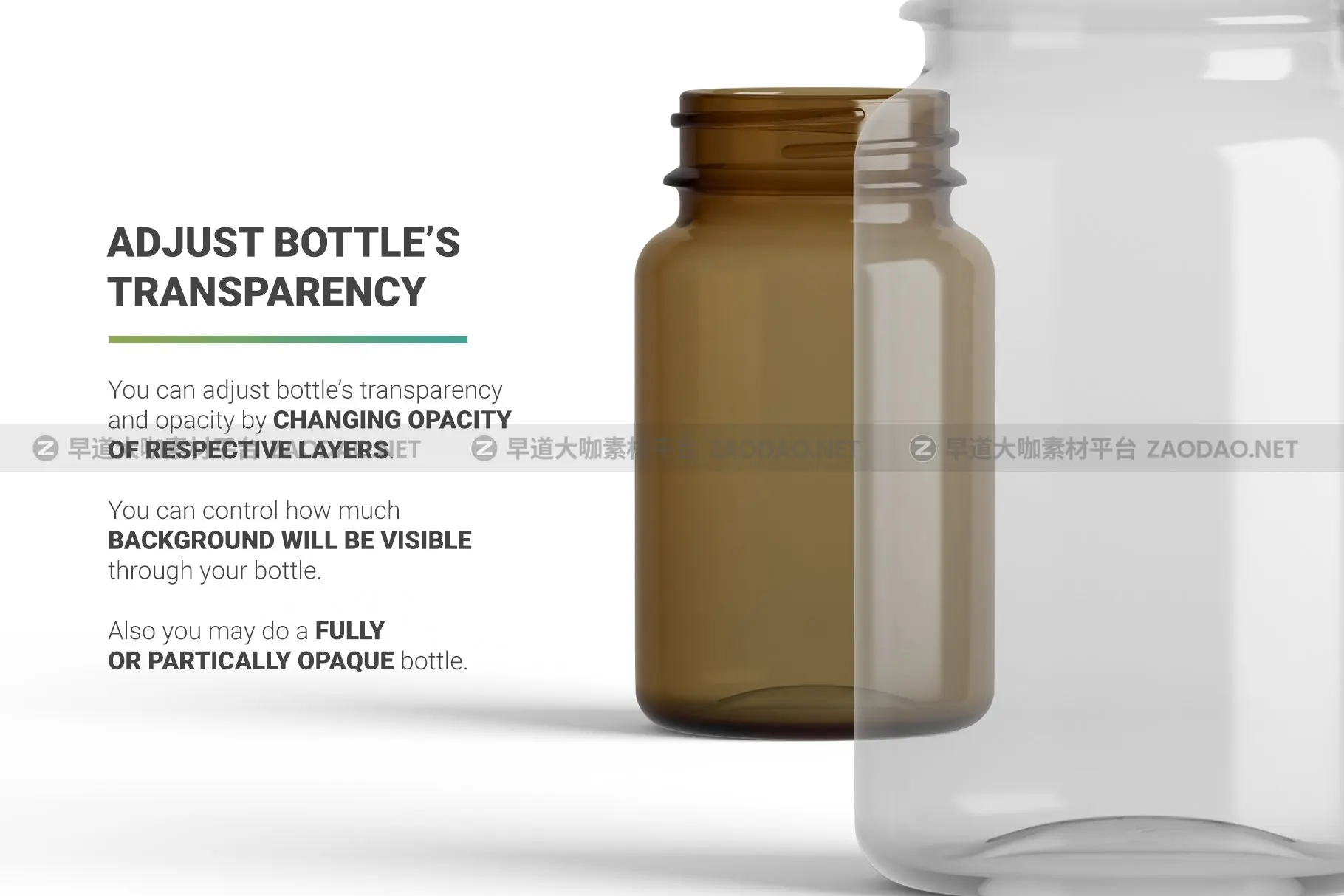 高分辨率药物胶囊维生素塑料包装瓶设计展示样机 Vitamins Bottle Mockup插图5