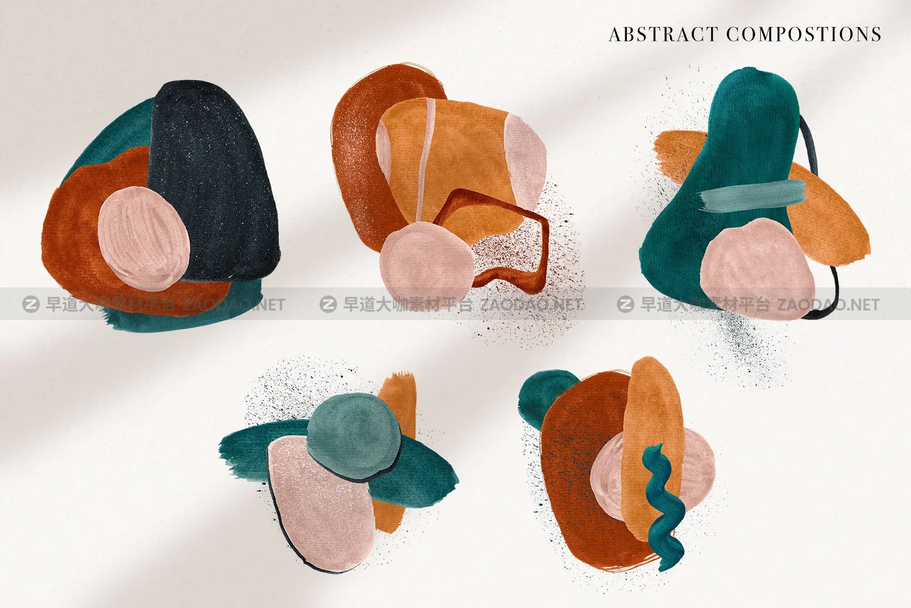 100款抽象波西米亚风格油漆飞溅颜料水彩背景图片设计素材 Abstract Gouache Shapes And Backgrounds插图9