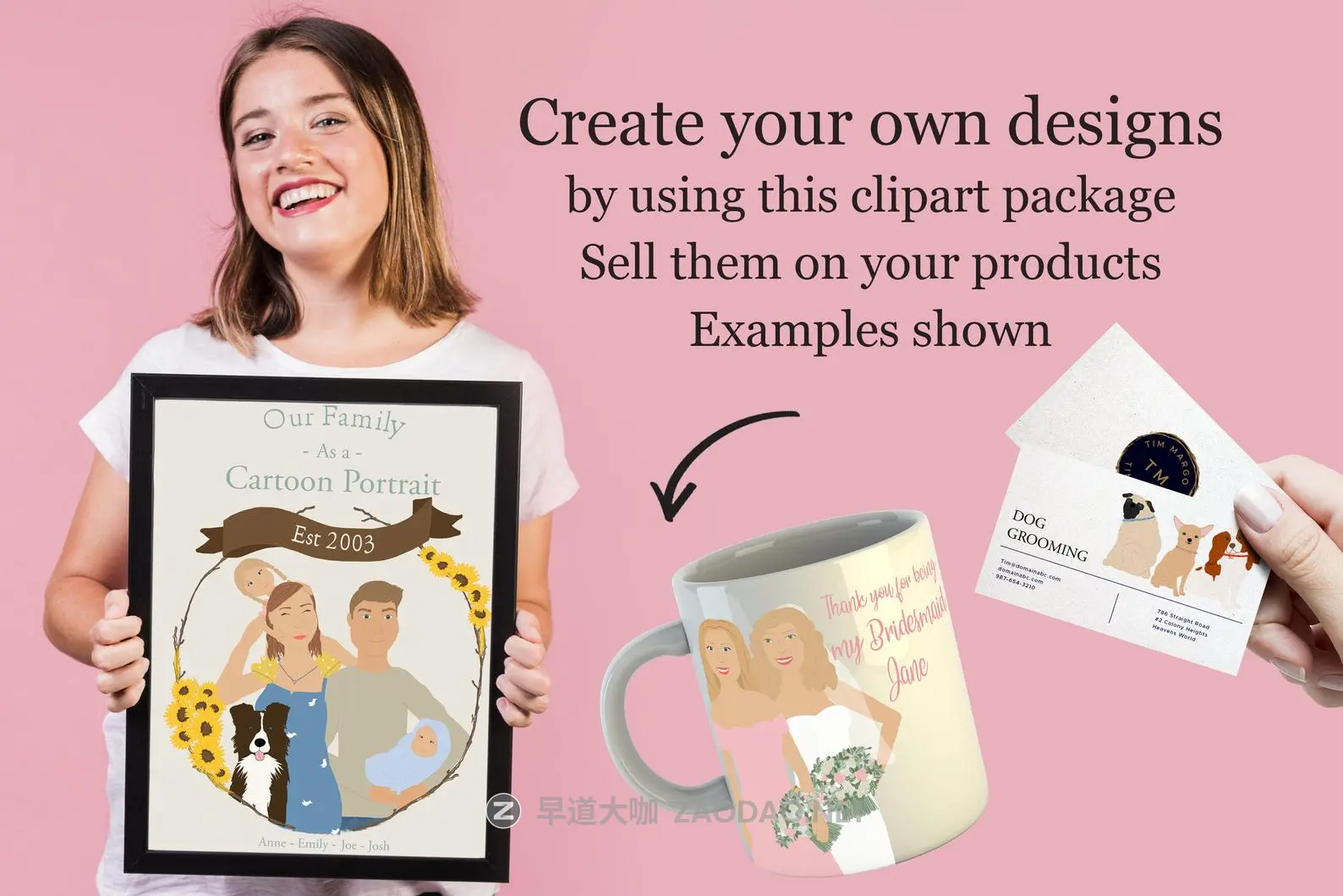 时尚创意家庭人物手绘剪贴画PS设计素材 Family Creator People Portrait插图1 时尚创意家庭人物手绘剪贴画PS设计素材 Family Creator People Portrait插图1