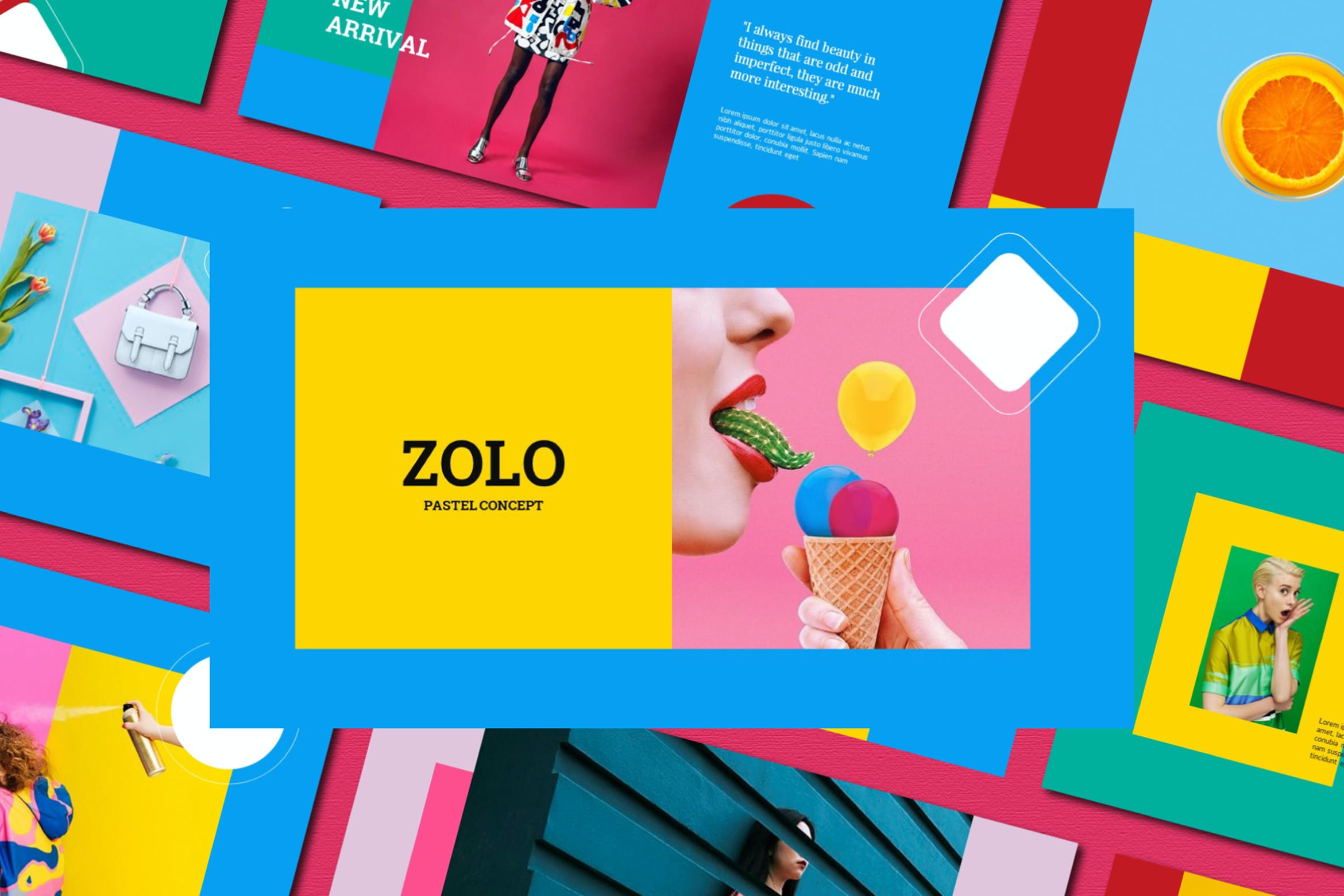 时尚简约多彩服装摄影作品集PPT设计模板 Zolo – Powerpoint template插图