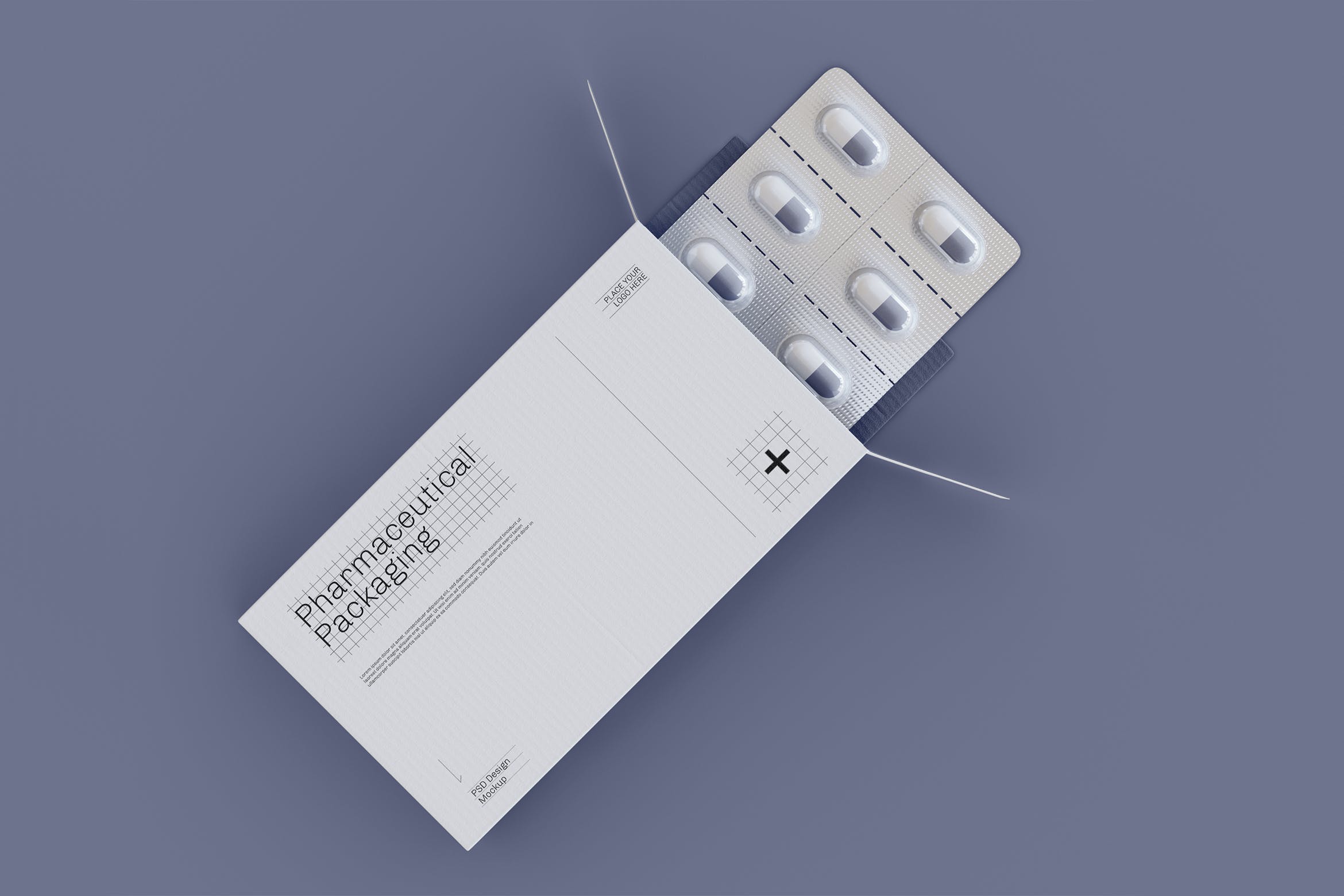 药片胶囊铝塑pvc包装纸盒设计展示贴图样机 pharmaceutical packaging