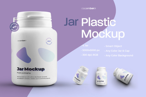 4个药片胶囊塑料罐设计贴图样机 4 Mockups Plastic Jar For Pills or Capsules