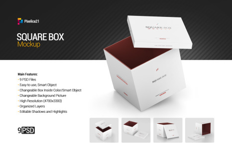 9款方形产品包装纸盒设计展示样机 Square Box Mockup