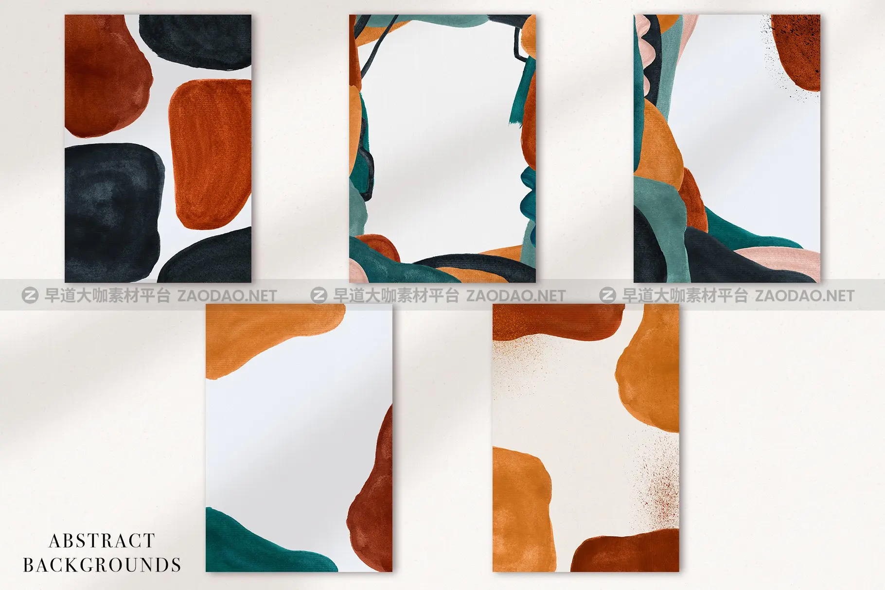 100款抽象波西米亚风格油漆飞溅颜料水彩背景图片设计素材 Abstract Gouache Shapes And Backgrounds插图17