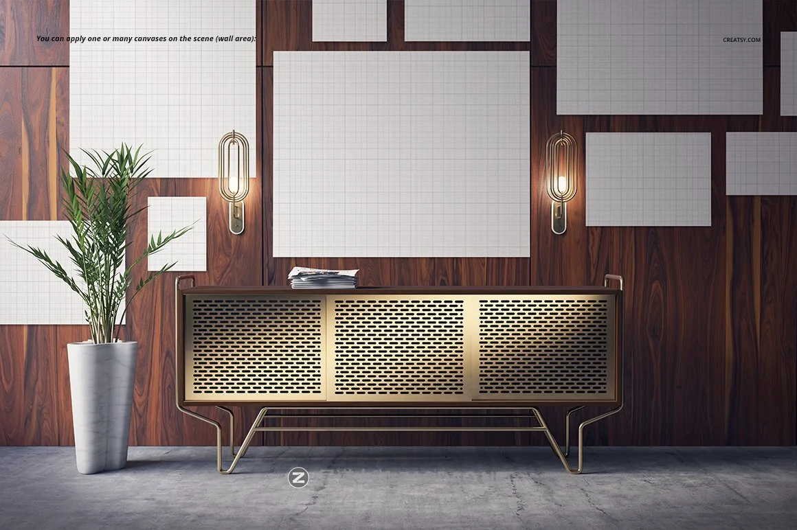 豪华室内装饰画艺术品设计展示贴图样机模板 Art Deco Canvas Print Mockup插图3 豪华室内装饰画艺术品设计展示贴图样机模板 Art Deco Canvas Print Mockup插图3