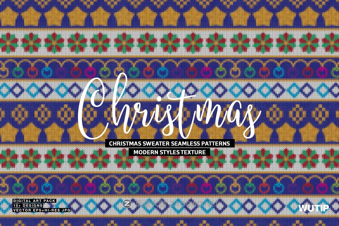 圣诞主题毛衣无缝模式矢量素材 Christmas Sweater Seamless Patterns插图3 圣诞主题毛衣无缝模式矢量素材 Christmas Sweater Seamless Patterns插图3