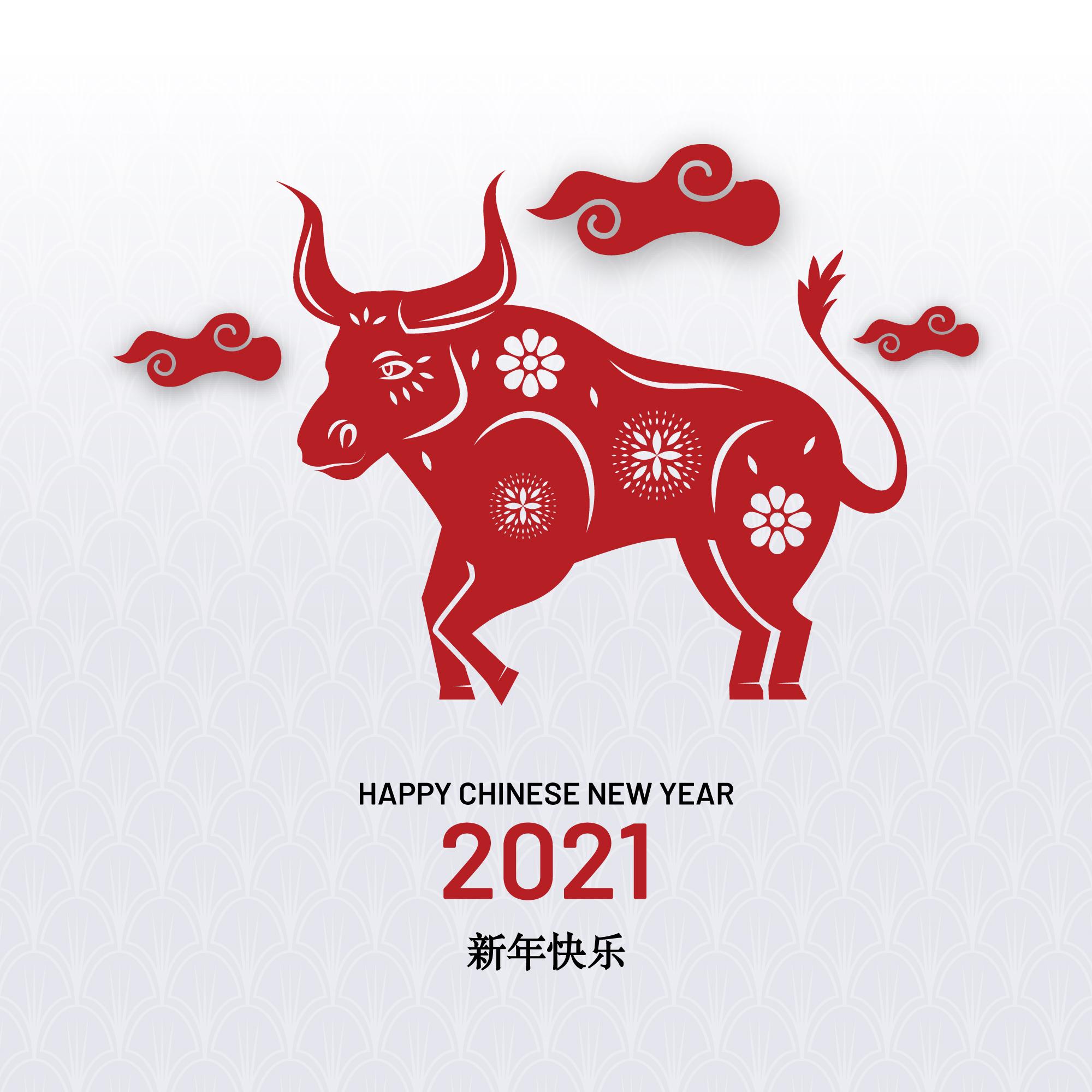 2021农历牛年新年春节元素矢量设计素材 chinese festive new year