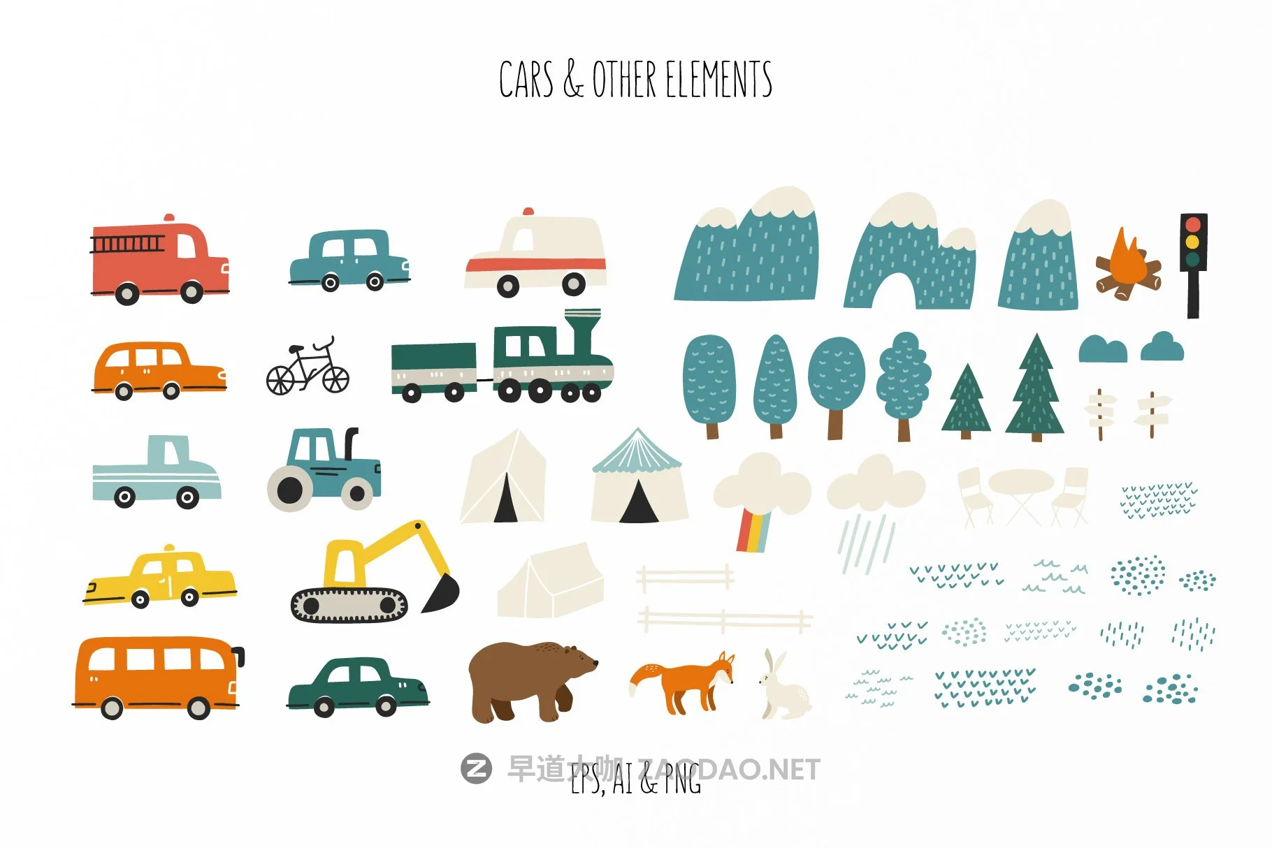 卡通儿童地图创作者服装印花图案设计矢量素材套装 Kids Map Creator Set插图4 卡通儿童地图创作者服装印花图案设计矢量素材套装 Kids Map Creator Set插图4