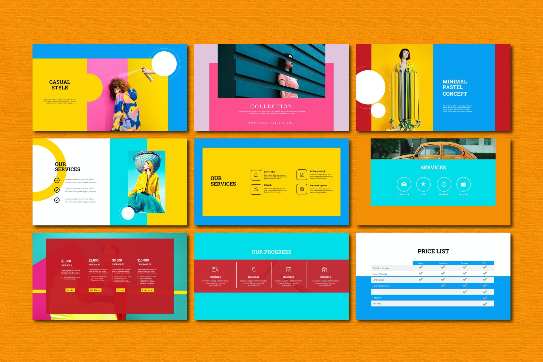 时尚简约多彩服装摄影作品集PPT设计模板 Zolo – Powerpoint template插图4
