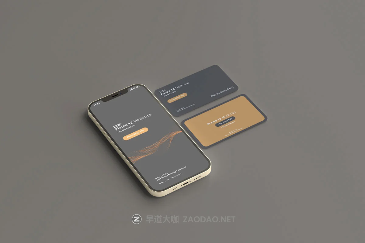 12款带名片苹果手机iPhone 12屏幕演示样机 2020 Smart Phone 12 Mockups With Business Cards插图4 12款带名片苹果手机iPhone 12屏幕演示样机 2020 Smart Phone 12 Mockups With Business Cards插图4