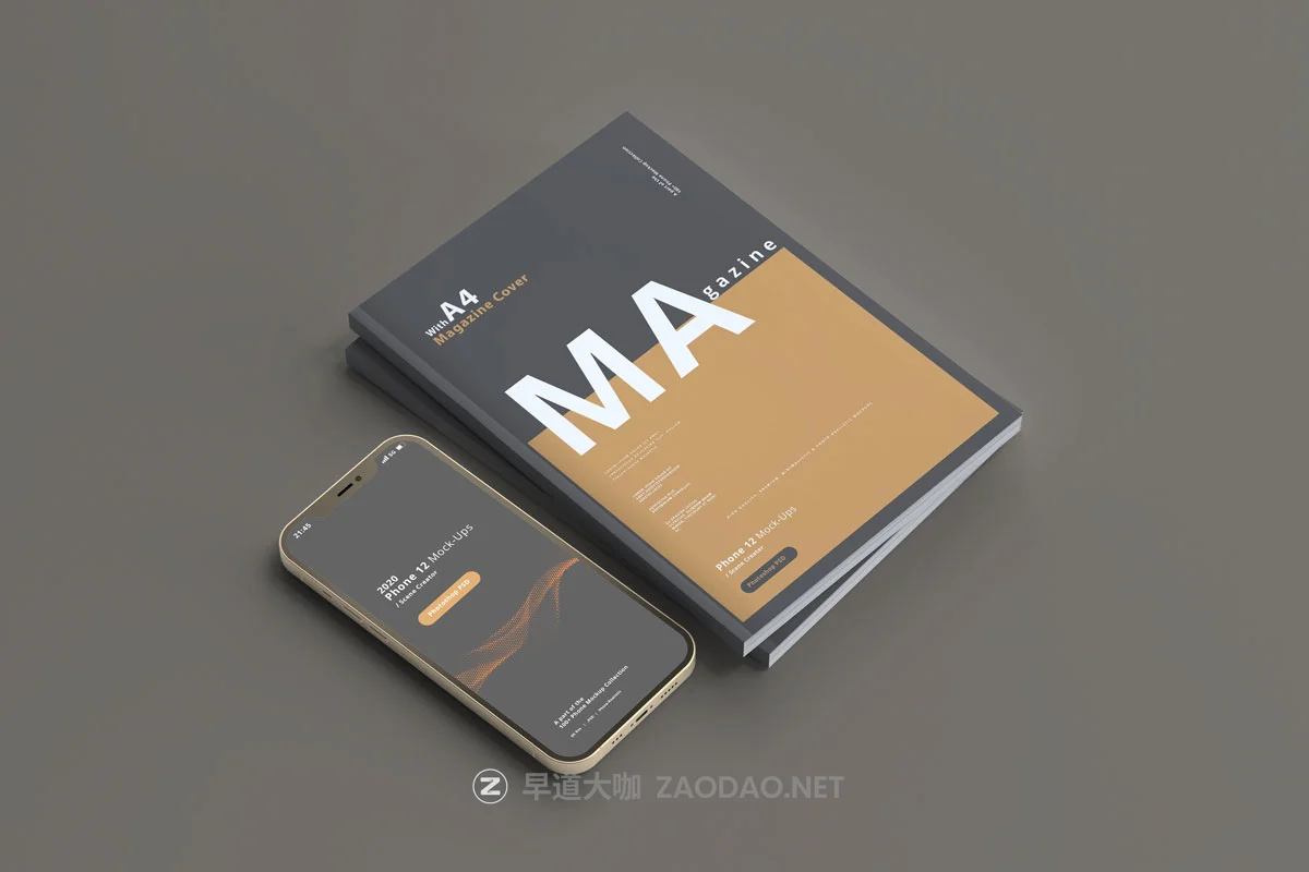 10款带杂志封面苹果手机iPhone 12屏幕演示样机模板 2020 Smart Phone 12 Mockups with Magazine Covers插图1 10款带杂志封面苹果手机iPhone 12屏幕演示样机模板 2020 Smart Phone 12 Mockups with Magazine Covers插图1