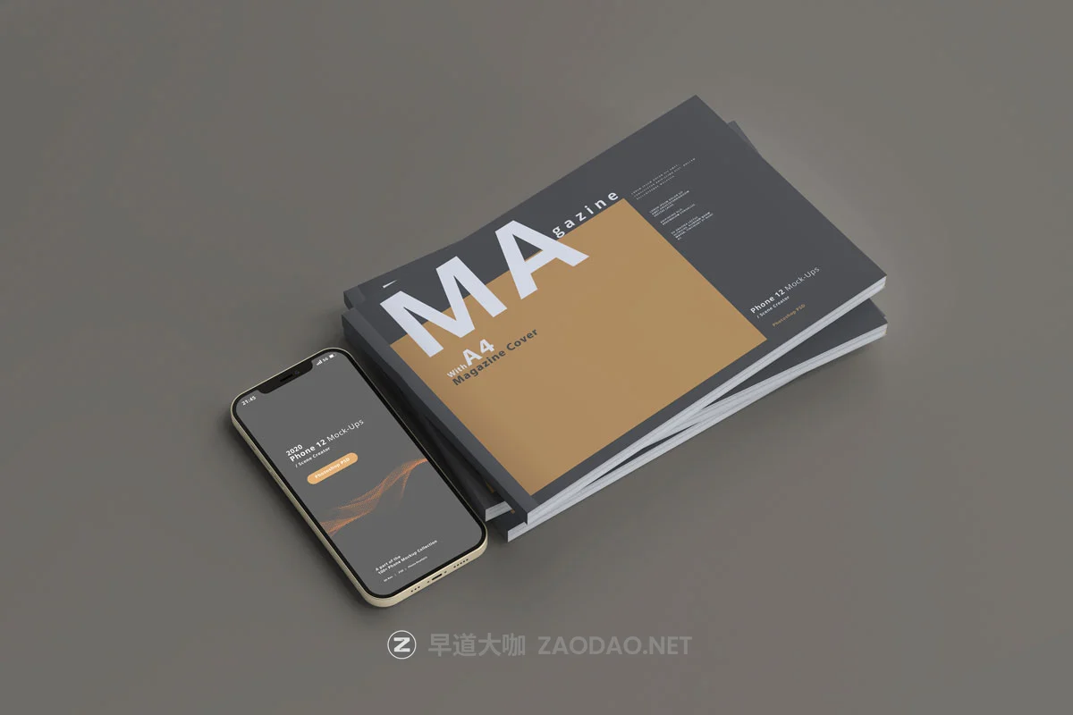 10款带杂志封面苹果手机iPhone 12屏幕演示样机模板 2020 Smart Phone 12 Mockups with Magazine Covers插图9 10款带杂志封面苹果手机iPhone 12屏幕演示样机模板 2020 Smart Phone 12 Mockups with Magazine Covers插图9
