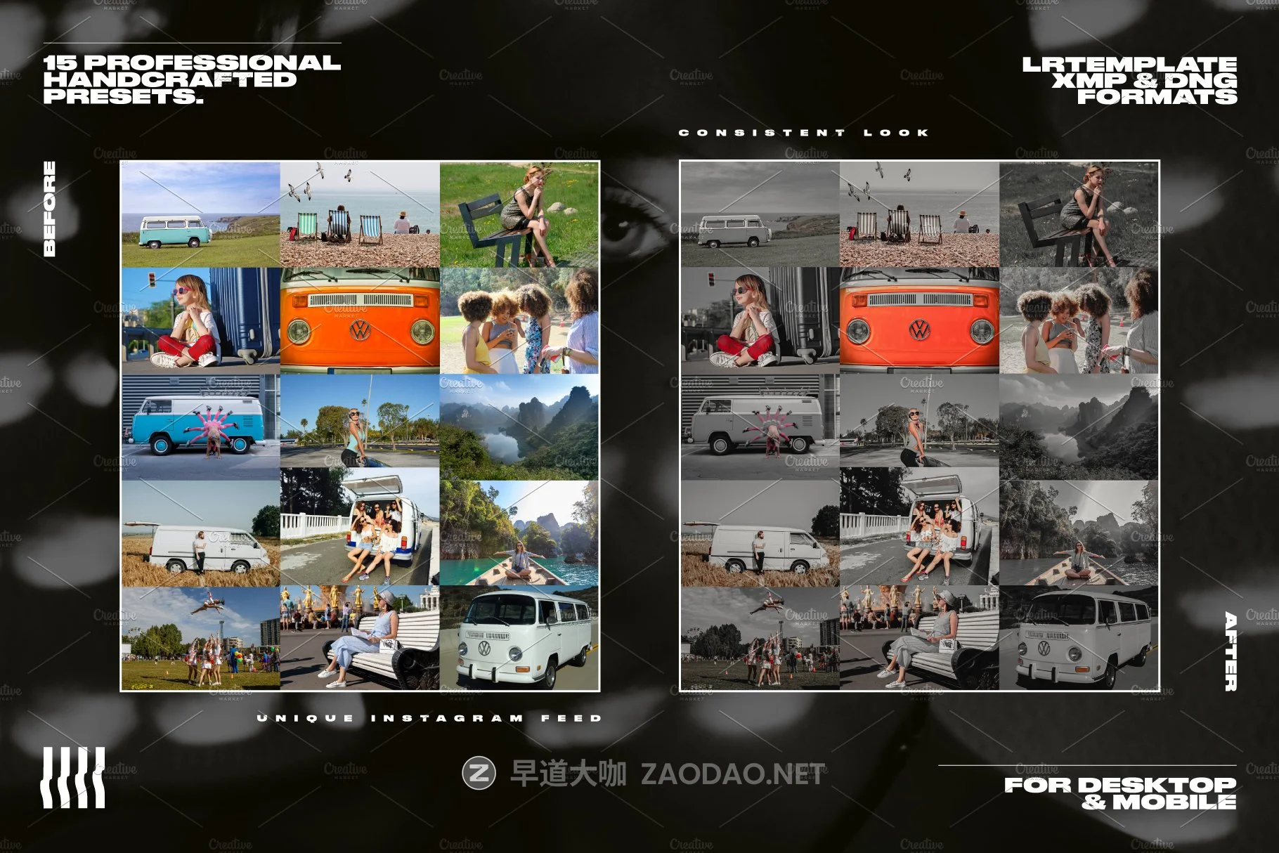 黑色调复古电影效果照片后期调色滤镜LR预设模板 Black Tone Cine Look Film Presets插图4 黑色调复古电影效果照片后期调色滤镜LR预设模板 Black Tone Cine Look Film Presets插图4