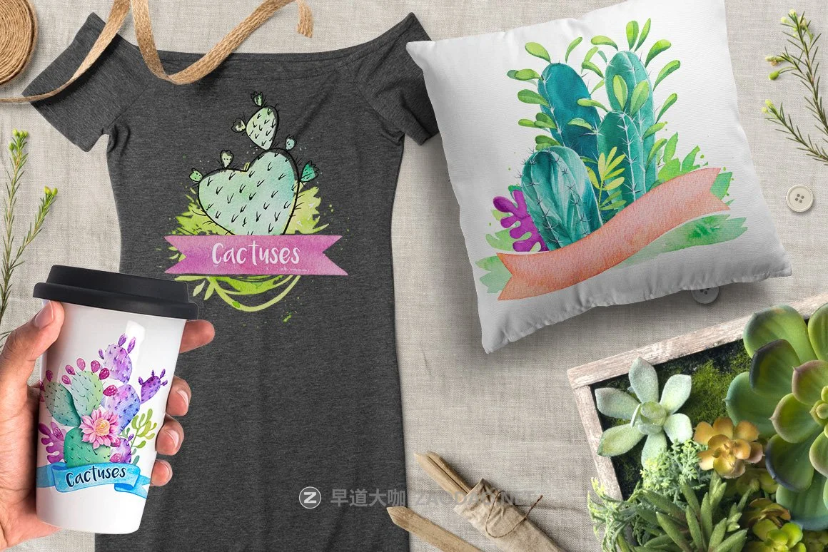 迷人仙人掌花卉手绘水彩画设计素材 Cactus Watercolor Illustrations插图9 迷人仙人掌花卉手绘水彩画设计素材 Cactus Watercolor Illustrations插图9