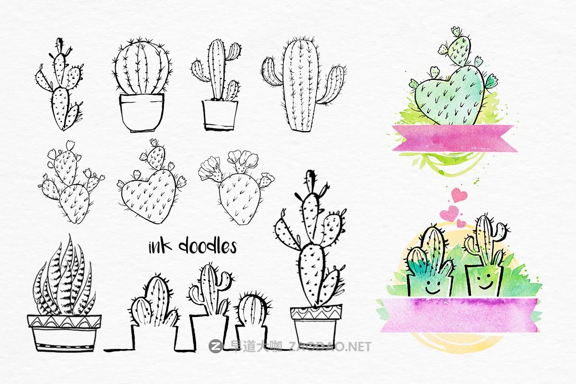 迷人仙人掌花卉手绘水彩画设计素材 Cactus Watercolor Illustrations插图4 迷人仙人掌花卉手绘水彩画设计素材 Cactus Watercolor Illustrations插图4