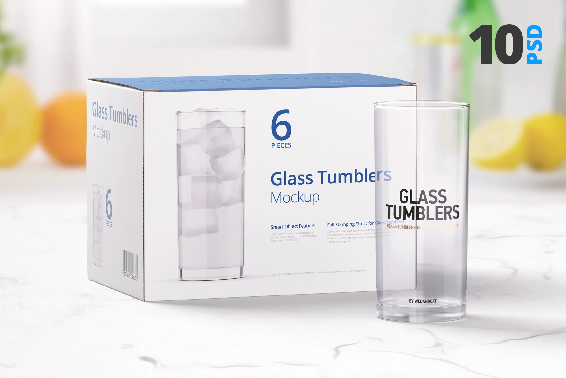 10款透明玻璃水杯包装纸盒设计贴图样机clearglassandboxmockup