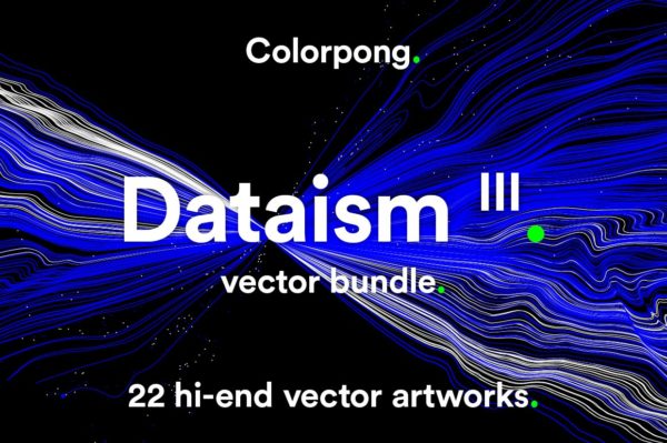 22款抽象未来科幻粒子波浪数据云科技背景AI矢量素材 Colorpong – Dataism III