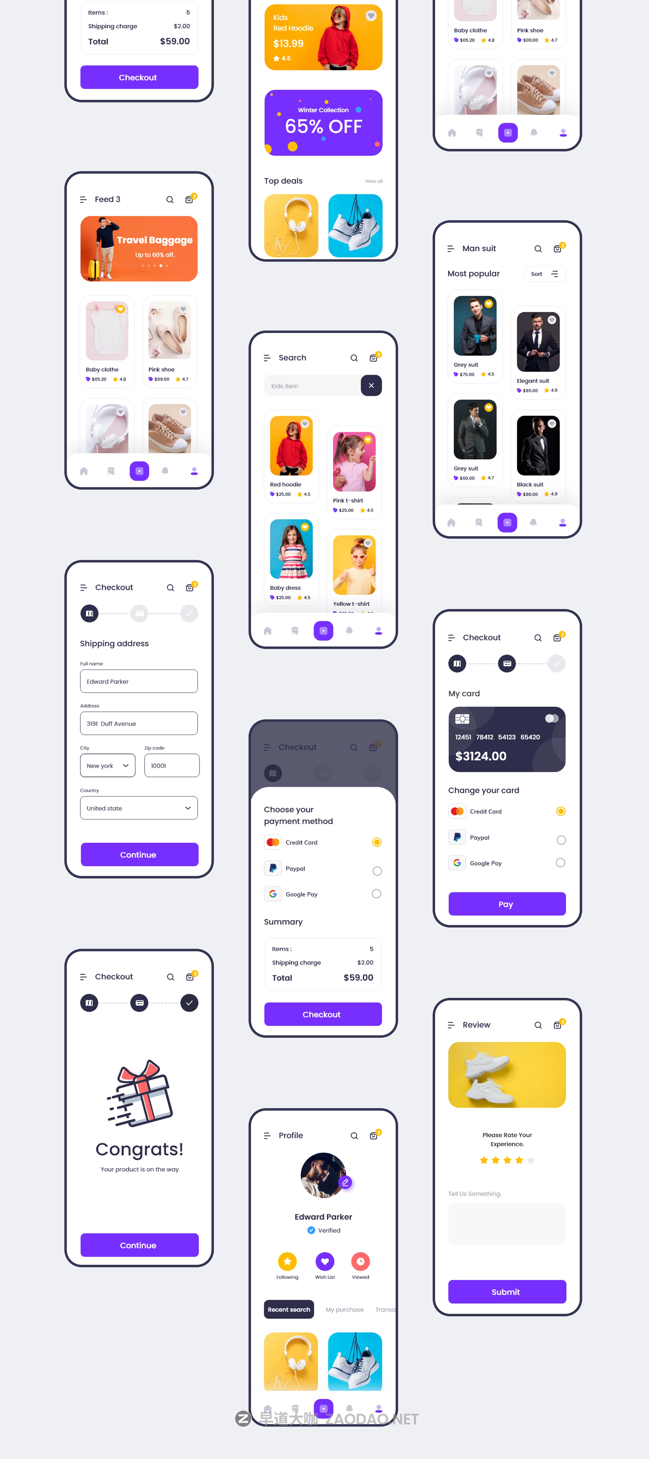 现代时尚服装电子商城APP应用程序设计UI套件素材 Wearly eCommerce App Ui Kit插图8 现代时尚服装电子商城APP应用程序设计UI套件素材 Wearly eCommerce App Ui Kit插图8