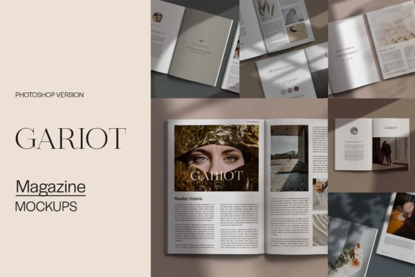 高品质杂志画册设计展示贴图样机模板素材 GARIOT Magazine Mockups