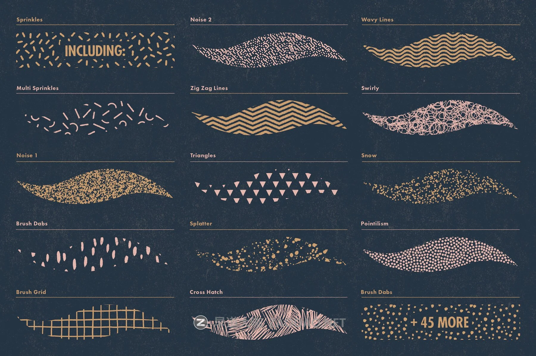 62款潮流复古艺术图案绘画画笔Procreate笔刷设计素材 Lithotone Brushes For Procreate插图4 62款潮流复古艺术图案绘画画笔Procreate笔刷设计素材 Lithotone Brushes For Procreate插图4