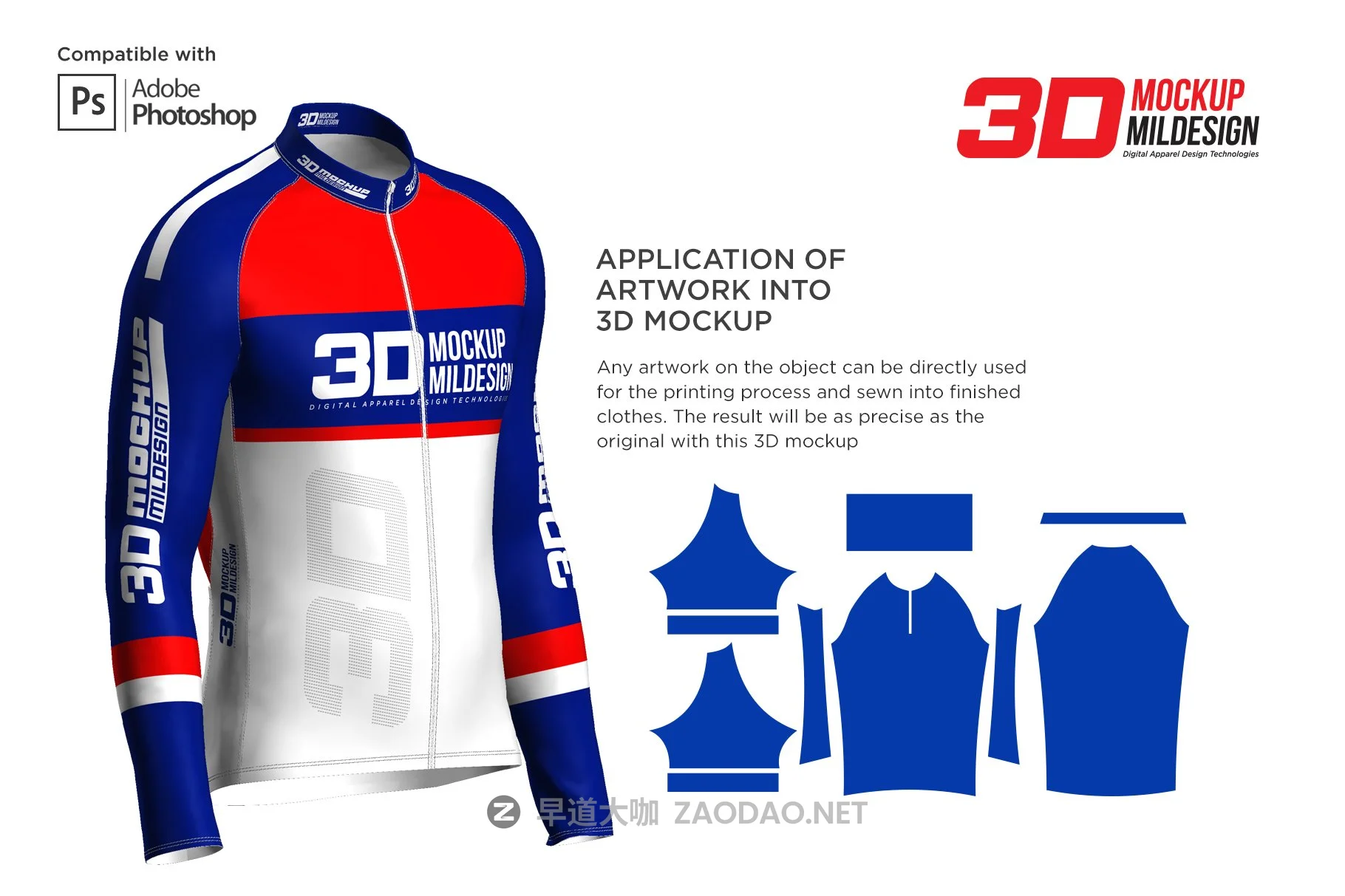 3D男士骑行服印花图案设计展示贴图样机 3D Mens Cycling Jersey Fullzip LS插图2 3D男士骑行服印花图案设计展示贴图样机 3D Mens Cycling Jersey Fullzip LS插图2
