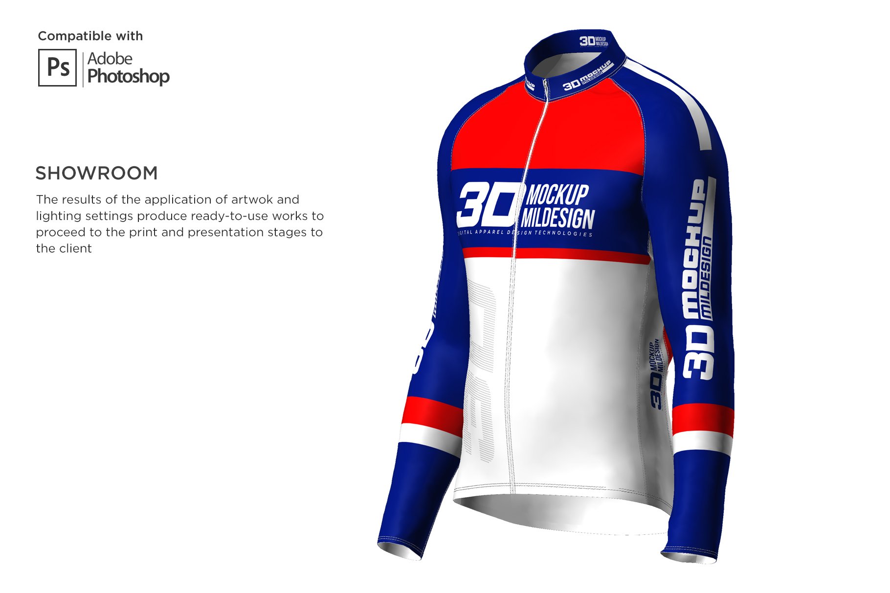 3D男士骑行服印花图案设计展示贴图样机 3D Mens Cycling Jersey Fullzip LS插图3 3D男士骑行服印花图案设计展示贴图样机 3D Mens Cycling Jersey Fullzip LS插图3
