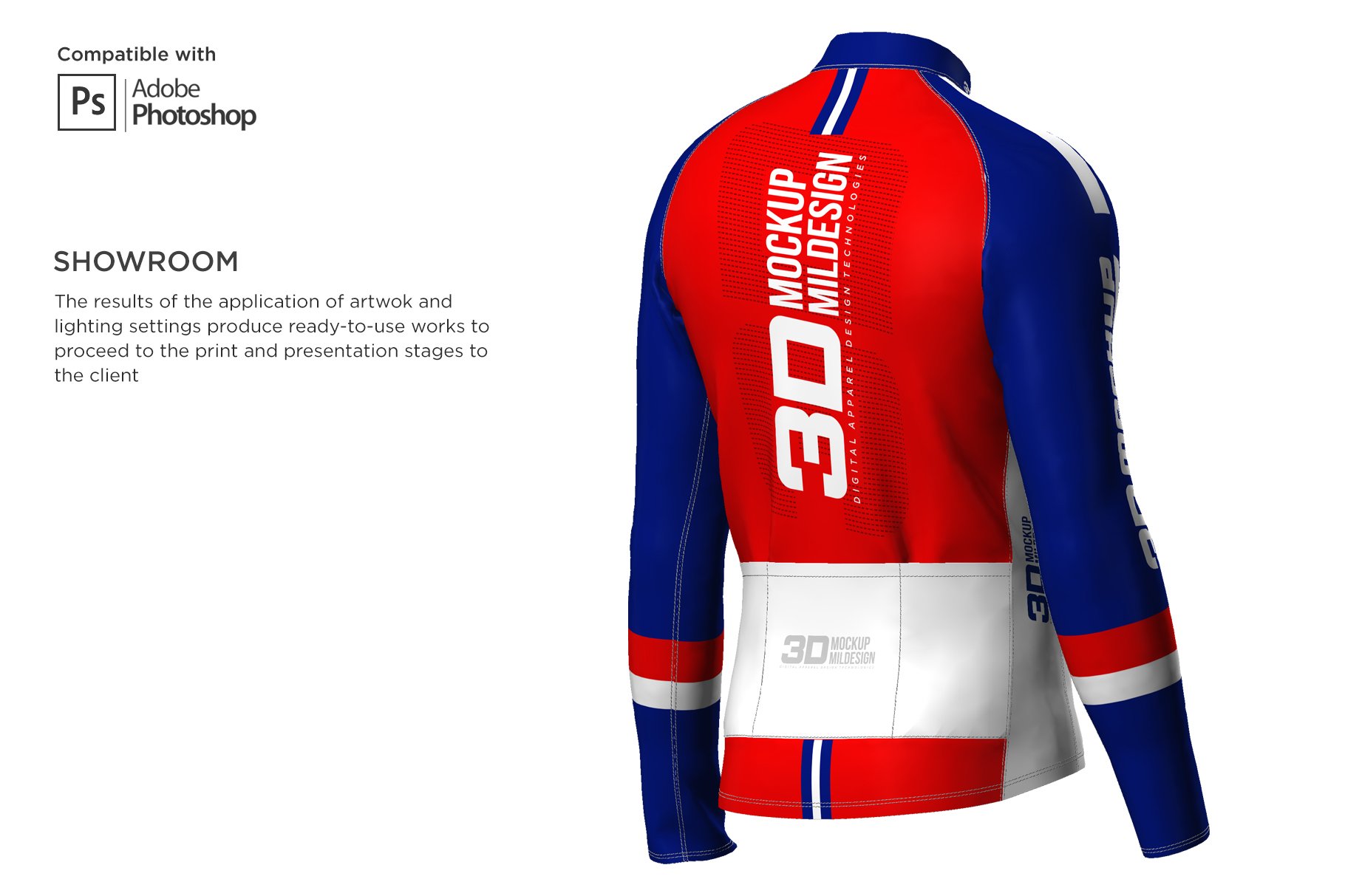 3D男士骑行服印花图案设计展示贴图样机 3D Mens Cycling Jersey Fullzip LS插图4 3D男士骑行服印花图案设计展示贴图样机 3D Mens Cycling Jersey Fullzip LS插图4