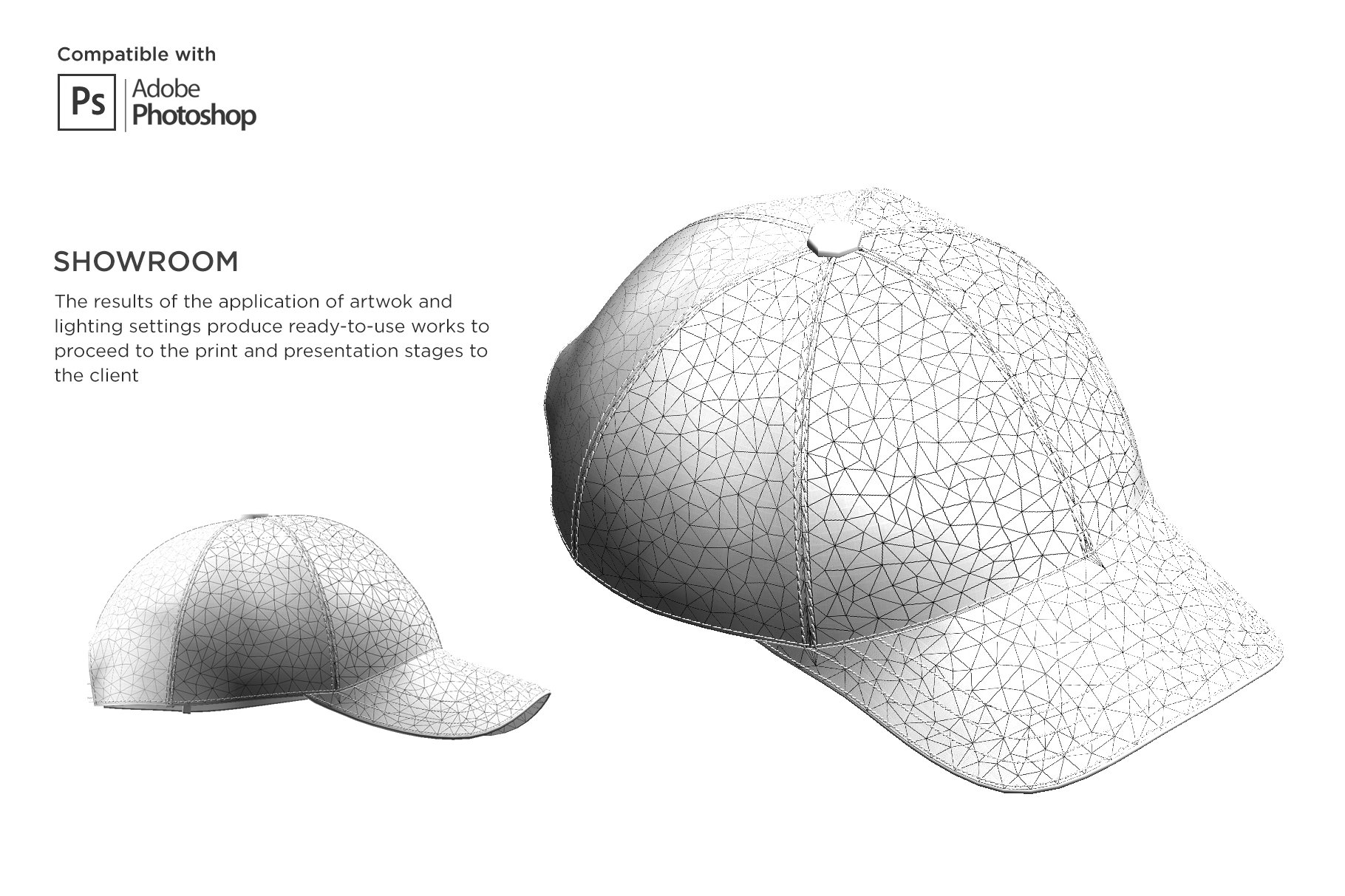3D半球帽印花图案设计展示贴图样机模板 3D Baseball Cap Mockup插图6