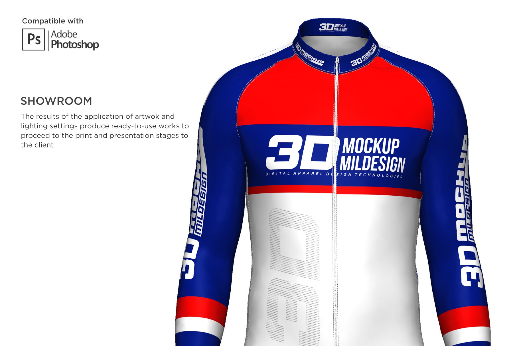 3D男士骑行服印花图案设计展示贴图样机 3D Mens Cycling Jersey Fullzip LS插图6 3D男士骑行服印花图案设计展示贴图样机 3D Mens Cycling Jersey Fullzip LS插图6
