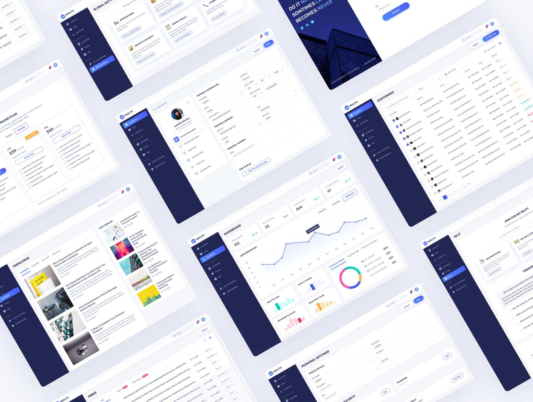 财务记账理财网站web界面设计ui套件素材wealth–financialwebuikit