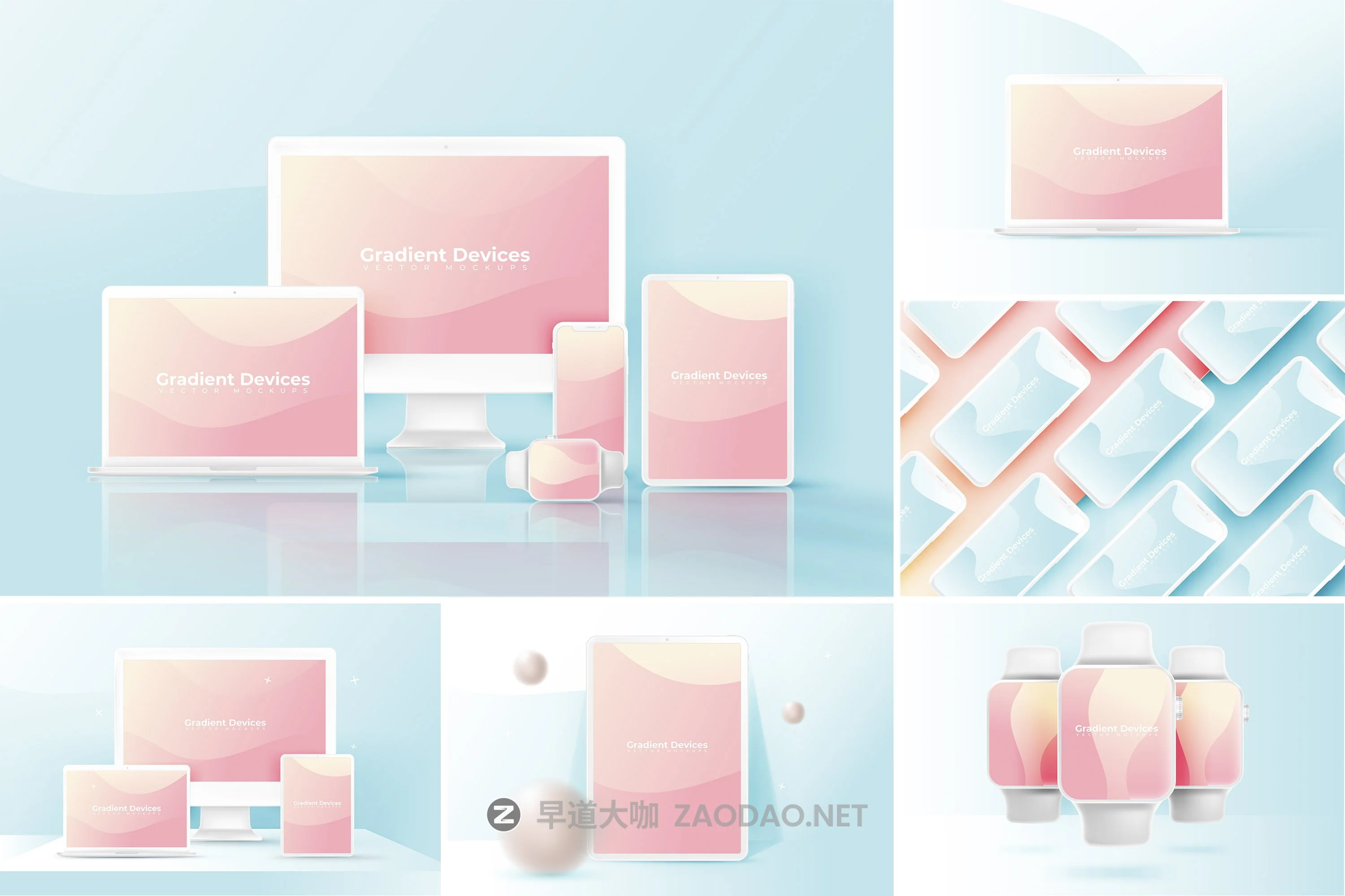 自适应网站设计苹果设备展示贴图矢量样机素材 Realistic & Colorful Vector Devices插图 自适应网站设计苹果设备展示贴图矢量样机素材 Realistic & Colorful Vector Devices插图