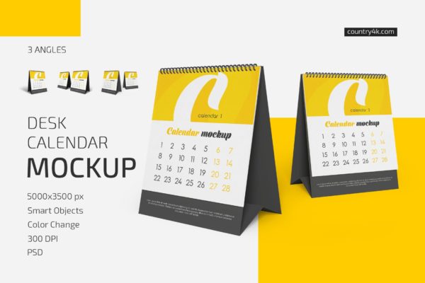 时尚竖版台历日历设计展示样机合集 Desk Calendar v05 Mockup Set