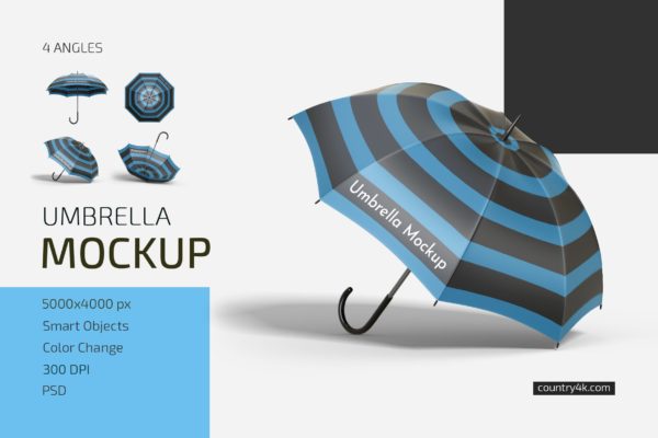 雨伞遮阳伞印花图案设计展示贴图样机合集 Umbrella Mockup Set