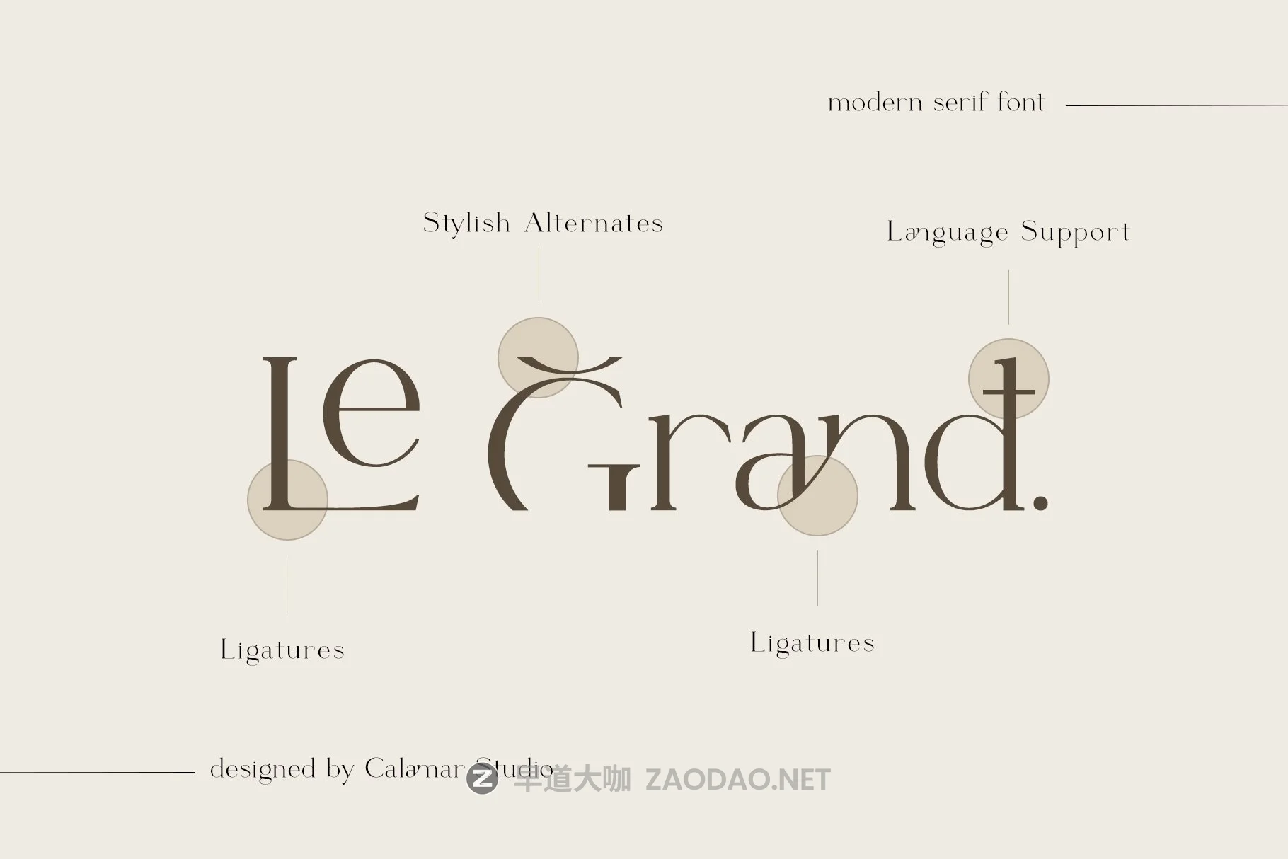 现代优雅杂志徽标Logo文字设计衬线英文字体素材 Le Grand Serif Ligature Font插图2 现代优雅杂志徽标Logo文字设计衬线英文字体素材 Le Grand Serif Ligature Font插图2