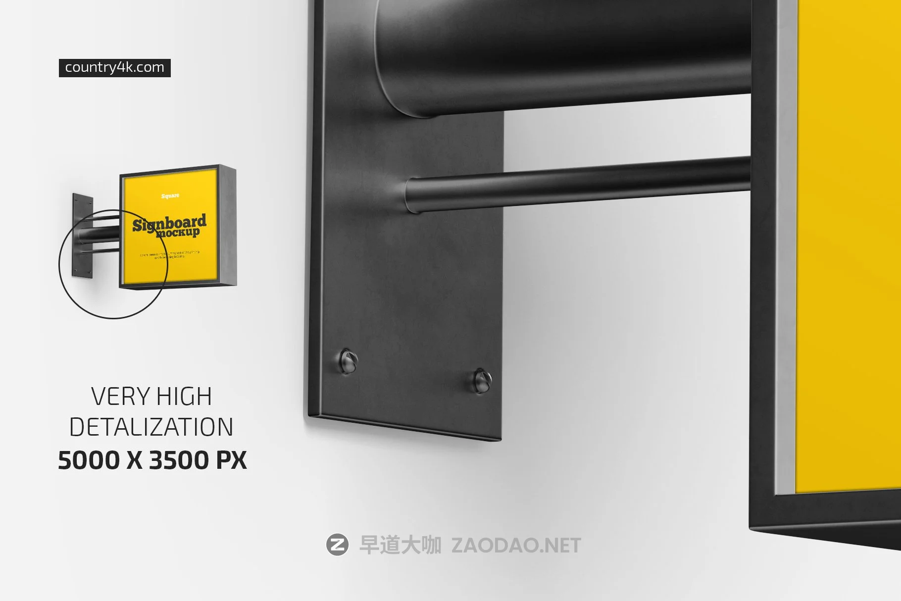 方形徽标招牌标牌设计贴图样机模板集 Square Signboard Mockup Set插图2 方形徽标招牌标牌设计贴图样机模板集 Square Signboard Mockup Set插图2